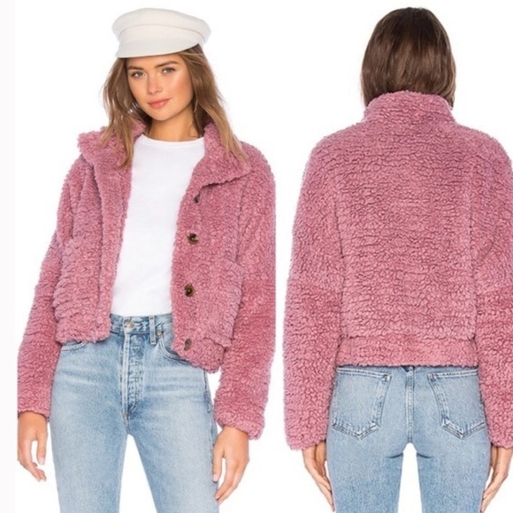 Tularosa Jackets & Blazers - Tularosa Oversized Teddy Bomber Jacket‎ Quilted lining SZ S Pink